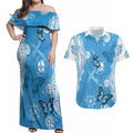 World Diabetes Day Australia Couples Matching Off Shoulder Maxi Dress and Hawaiian Shirt Blue Ribbon Butterfly Aboriginal Art - Aussie Hoodie