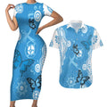 World Diabetes Day Australia Couples Matching Short Sleeve Bodycon Dress and Hawaiian Shirt Blue Ribbon Butterfly Aboriginal Art - Aussie Hoodie