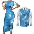 World Diabetes Day Australia Couples Matching Short Sleeve Bodycon Dress and Long Sleeve Button Shirt Blue Ribbon Butterfly Aboriginal Art - Aussie Hoodie