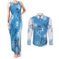 World Diabetes Day Australia Couples Matching Tank Maxi Dress and Long Sleeve Button Shirt Blue Ribbon Butterfly Aboriginal Art - Aussie Hoodie