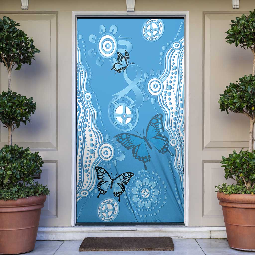 World Diabetes Day Australia Door Cover Blue Ribbon Butterfly Aboriginal Art - Aussie Hoodie