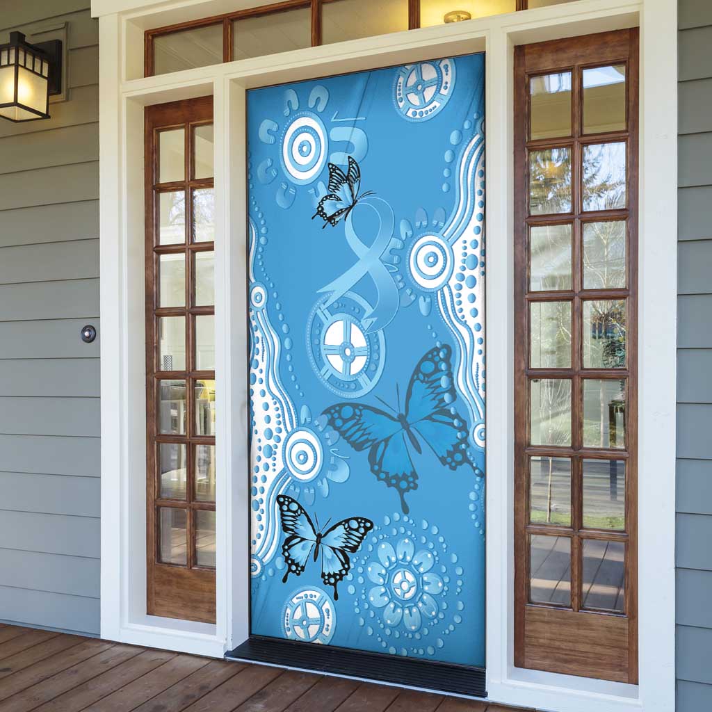 World Diabetes Day Australia Door Cover Blue Ribbon Butterfly Aboriginal Art - Aussie Hoodie
