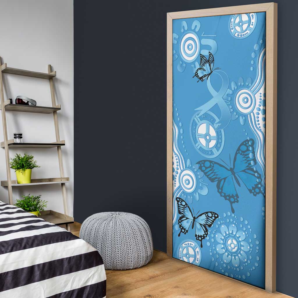 World Diabetes Day Australia Door Cover Blue Ribbon Butterfly Aboriginal Art - Aussie Hoodie