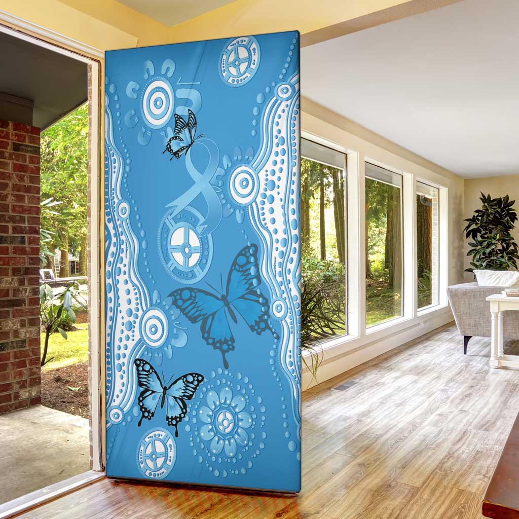 World Diabetes Day Australia Door Cover Blue Ribbon Butterfly Aboriginal Art - Aussie Hoodie