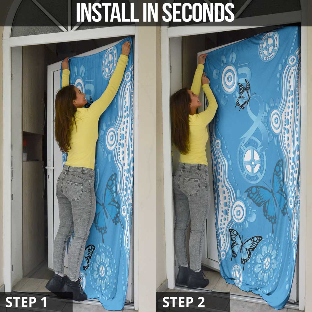 World Diabetes Day Australia Door Cover Blue Ribbon Butterfly Aboriginal Art - Aussie Hoodie