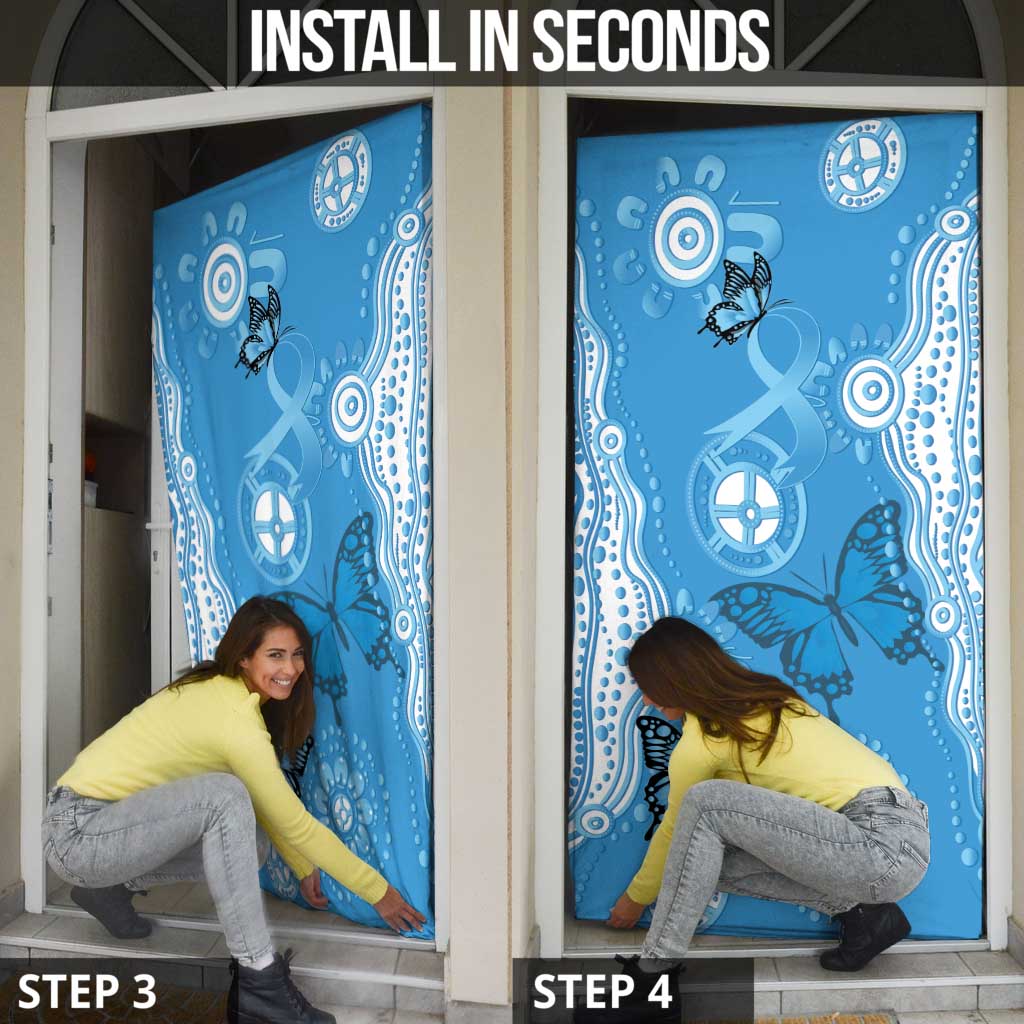 World Diabetes Day Australia Door Cover Blue Ribbon Butterfly Aboriginal Art - Aussie Hoodie