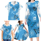 World Diabetes Day Australia Family Matching Long Sleeve Bodycon Dress and Hawaiian Shirt Blue Ribbon Butterfly Aboriginal Art - Aussie Hoodie