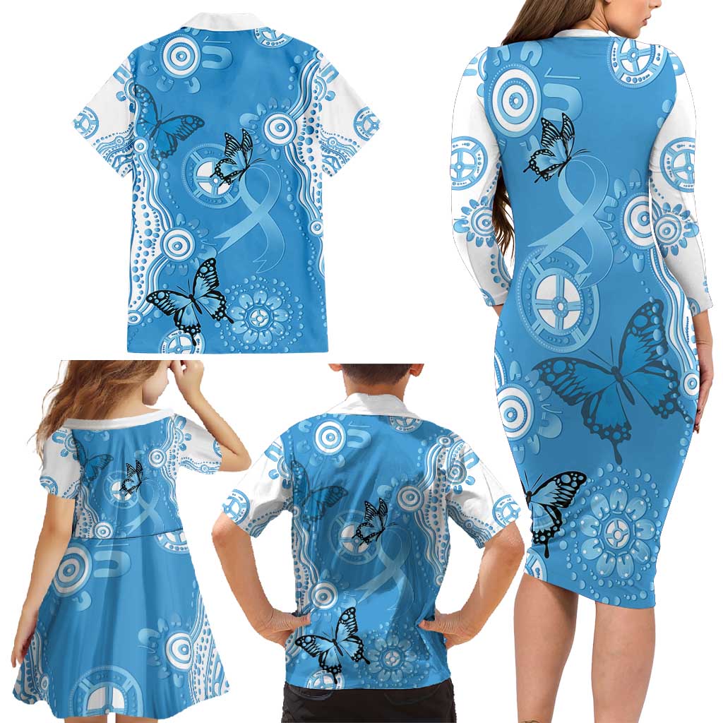World Diabetes Day Australia Family Matching Long Sleeve Bodycon Dress and Hawaiian Shirt Blue Ribbon Butterfly Aboriginal Art - Aussie Hoodie