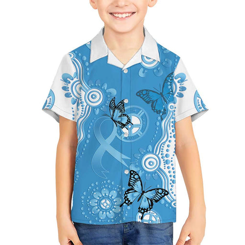 World Diabetes Day Australia Family Matching Long Sleeve Bodycon Dress and Hawaiian Shirt Blue Ribbon Butterfly Aboriginal Art - Aussie Hoodie