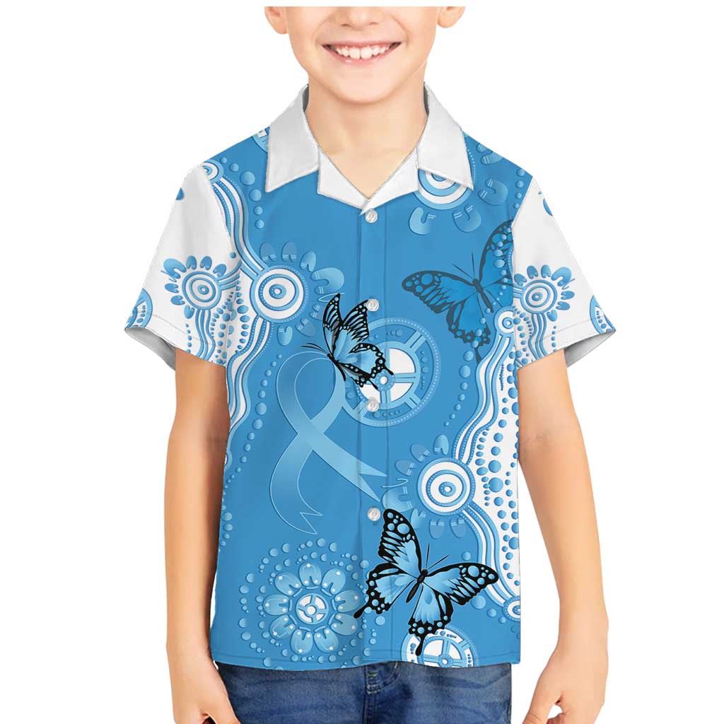 World Diabetes Day Australia Family Matching Mermaid Dress and Hawaiian Shirt Blue Ribbon Butterfly Aboriginal Art - Aussie Hoodie