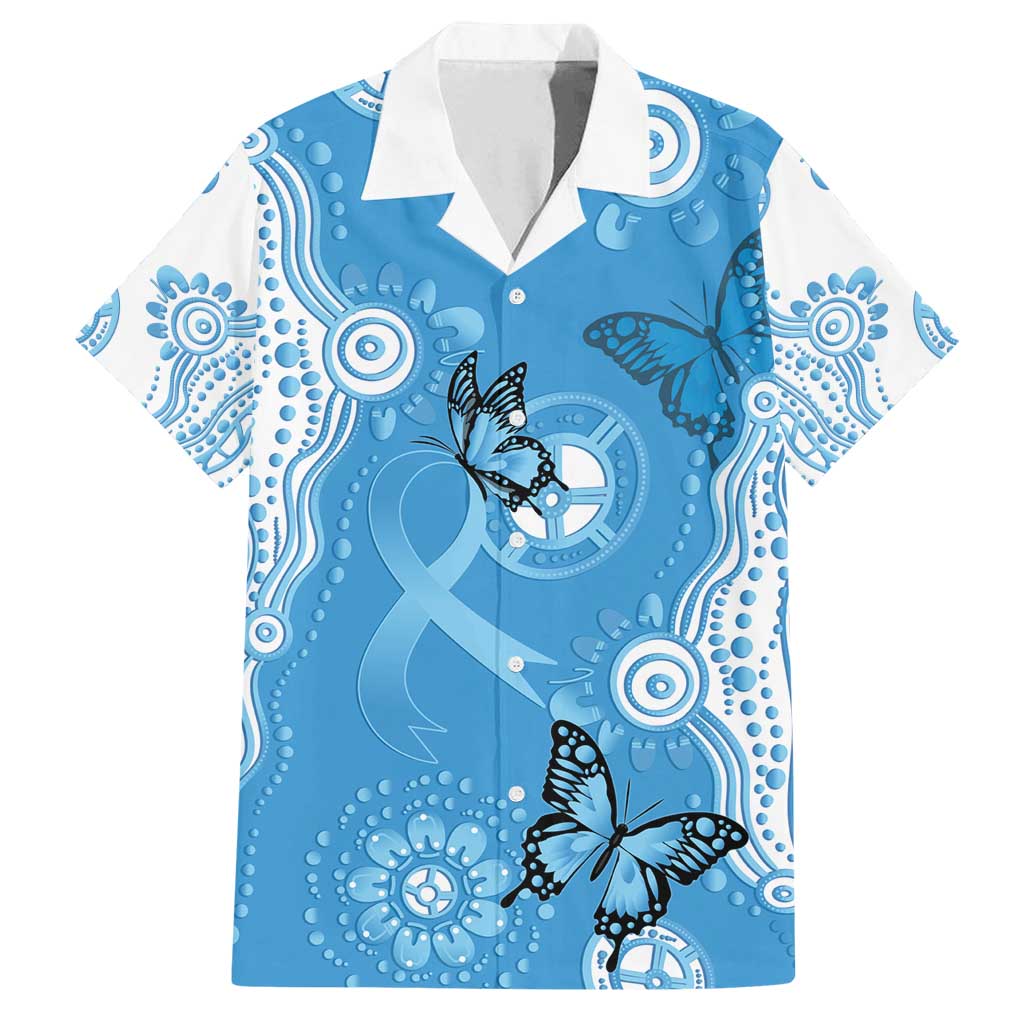 World Diabetes Day Australia Family Matching Off Shoulder Maxi Dress and Hawaiian Shirt Blue Ribbon Butterfly Aboriginal Art - Aussie Hoodie
