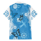 World Diabetes Day Australia Family Matching Off Shoulder Maxi Dress and Hawaiian Shirt Blue Ribbon Butterfly Aboriginal Art - Aussie Hoodie