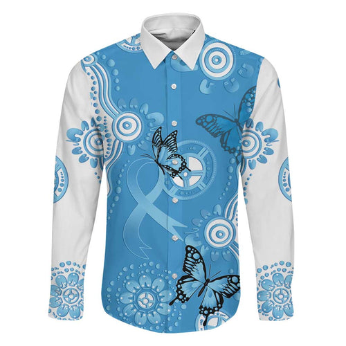 World Diabetes Day Australia Family Matching Off Shoulder Maxi Dress and Hawaiian Shirt Blue Ribbon Butterfly Aboriginal Art - Aussie Hoodie