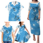 World Diabetes Day Australia Family Matching Puletasi and Hawaiian Shirt Blue Ribbon Butterfly Aboriginal Art - Aussie Hoodie