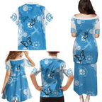 World Diabetes Day Australia Family Matching Puletasi and Hawaiian Shirt Blue Ribbon Butterfly Aboriginal Art - Aussie Hoodie