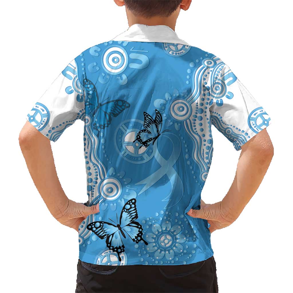 World Diabetes Day Australia Family Matching Short Sleeve Bodycon Dress and Hawaiian Shirt Blue Ribbon Butterfly Aboriginal Art - Aussie Hoodie