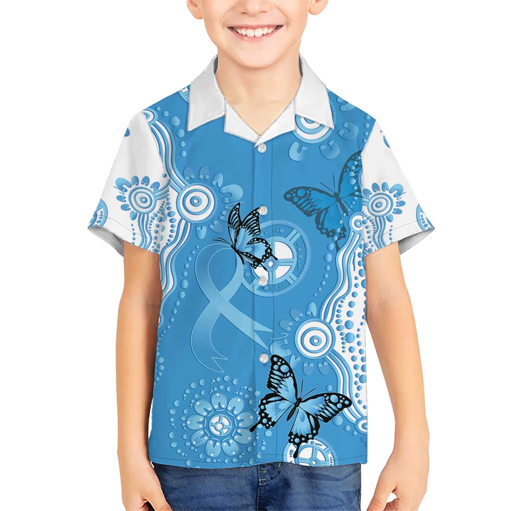 World Diabetes Day Australia Family Matching Short Sleeve Bodycon Dress and Hawaiian Shirt Blue Ribbon Butterfly Aboriginal Art - Aussie Hoodie
