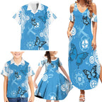 World Diabetes Day Australia Family Matching Summer Maxi Dress and Hawaiian Shirt Blue Ribbon Butterfly Aboriginal Art - Aussie Hoodie