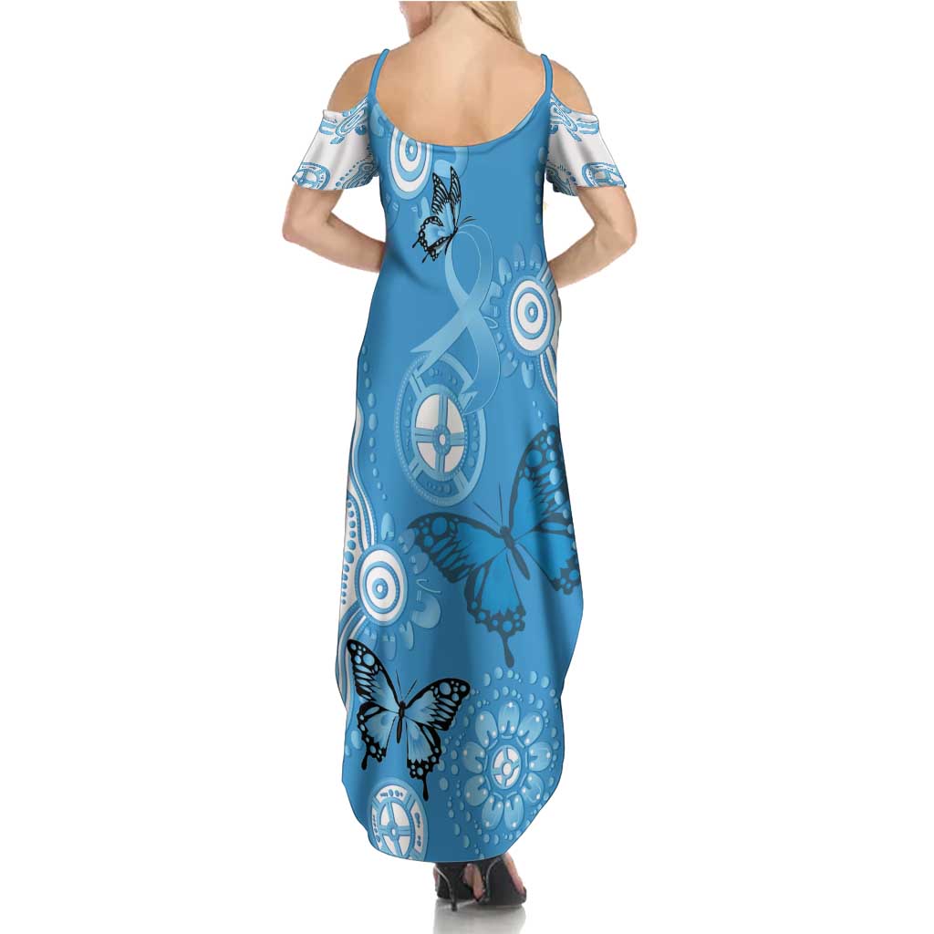 World Diabetes Day Australia Family Matching Summer Maxi Dress and Hawaiian Shirt Blue Ribbon Butterfly Aboriginal Art - Aussie Hoodie