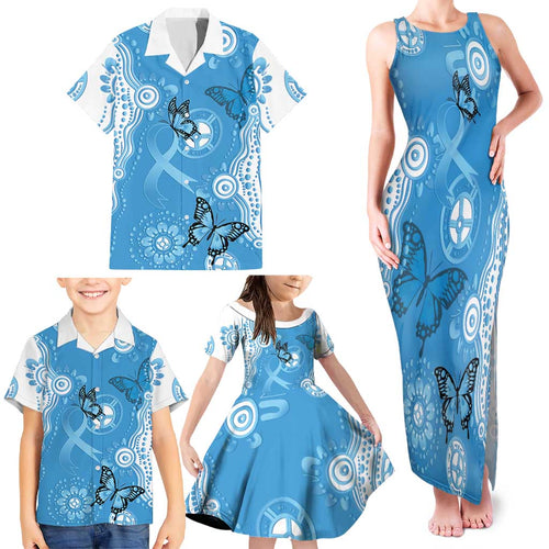 World Diabetes Day Australia Family Matching Tank Maxi Dress and Hawaiian Shirt Blue Ribbon Butterfly Aboriginal Art - Aussie Hoodie