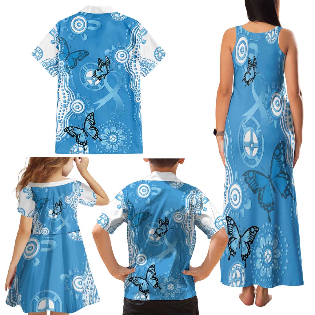 World Diabetes Day Australia Family Matching Tank Maxi Dress and Hawaiian Shirt Blue Ribbon Butterfly Aboriginal Art - Aussie Hoodie