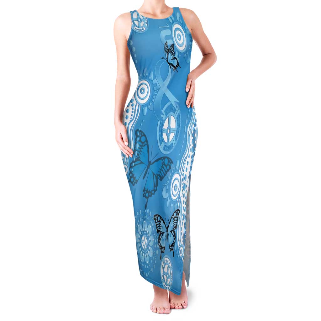 World Diabetes Day Australia Family Matching Tank Maxi Dress and Hawaiian Shirt Blue Ribbon Butterfly Aboriginal Art - Aussie Hoodie