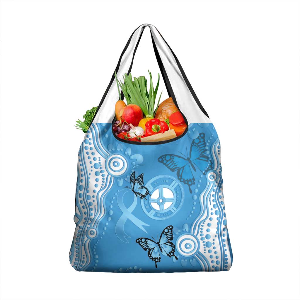 World Diabetes Day Australia Grocery Bag Blue Ribbon Butterfly Aboriginal Art - Aussie Hoodie