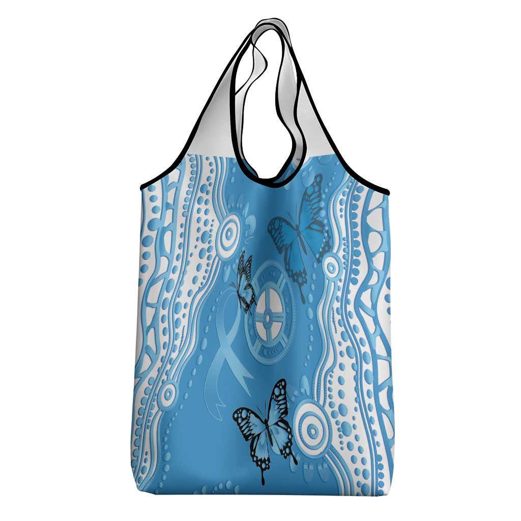World Diabetes Day Australia Grocery Bag Blue Ribbon Butterfly Aboriginal Art - Aussie Hoodie