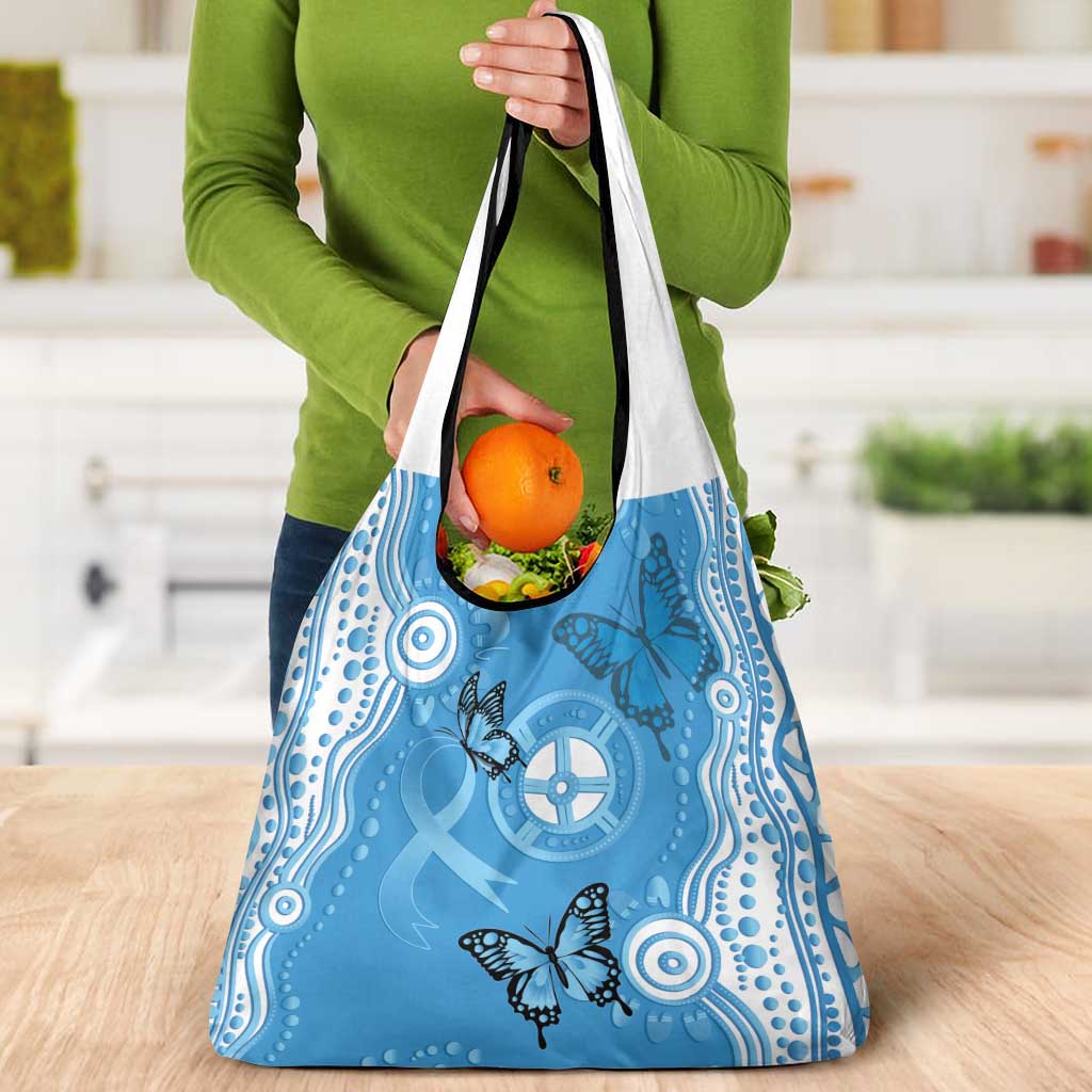 World Diabetes Day Australia Grocery Bag Blue Ribbon Butterfly Aboriginal Art - Aussie Hoodie