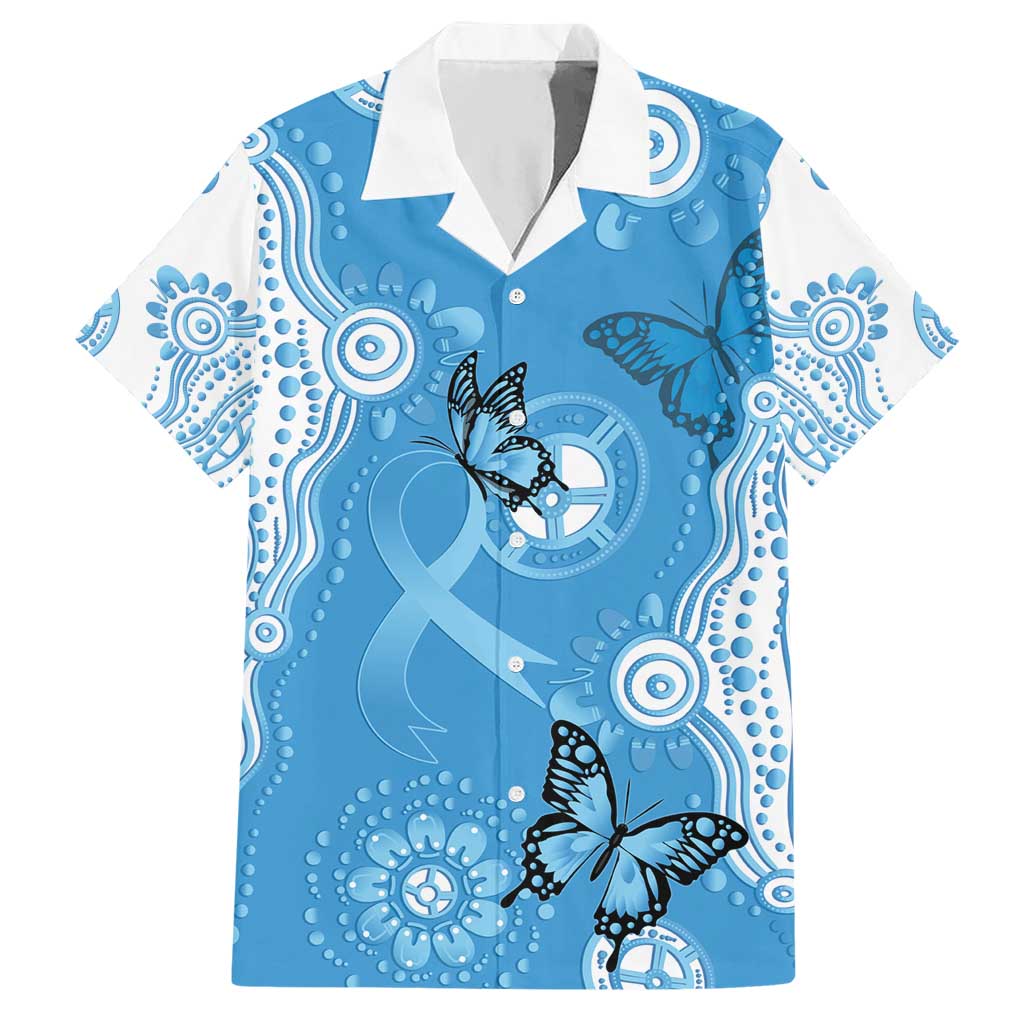 World Diabetes Day Australia Hawaiian Shirt Blue Ribbon Butterfly Aboriginal Art - Aussie Hoodie