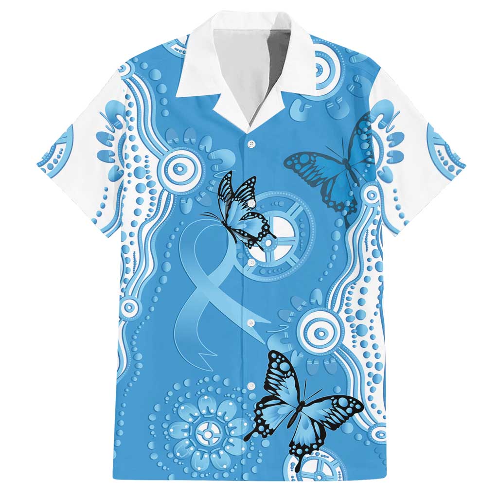 World Diabetes Day Australia Hawaiian Shirt Blue Ribbon Butterfly Aboriginal Art - Aussie Hoodie