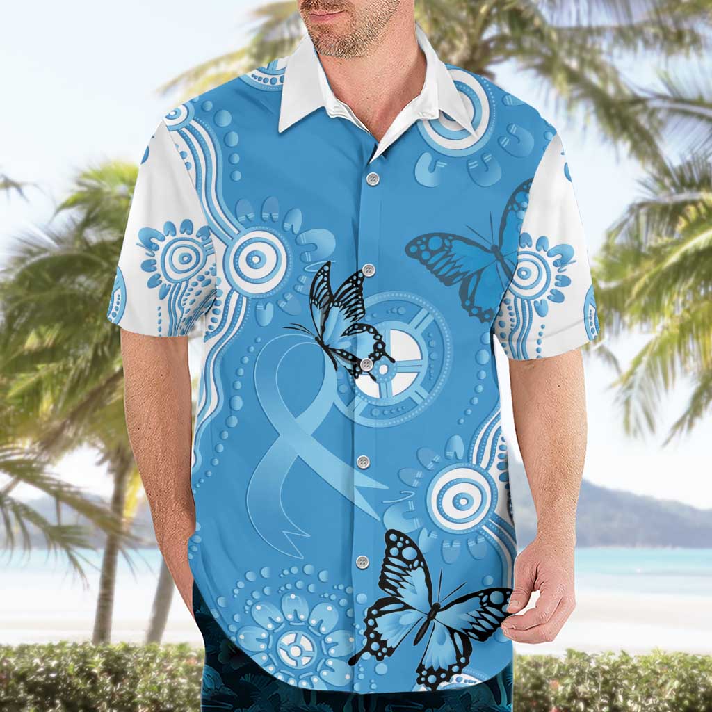 World Diabetes Day Australia Hawaiian Shirt Blue Ribbon Butterfly Aboriginal Art - Aussie Hoodie