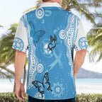 World Diabetes Day Australia Hawaiian Shirt Blue Ribbon Butterfly Aboriginal Art - Aussie Hoodie
