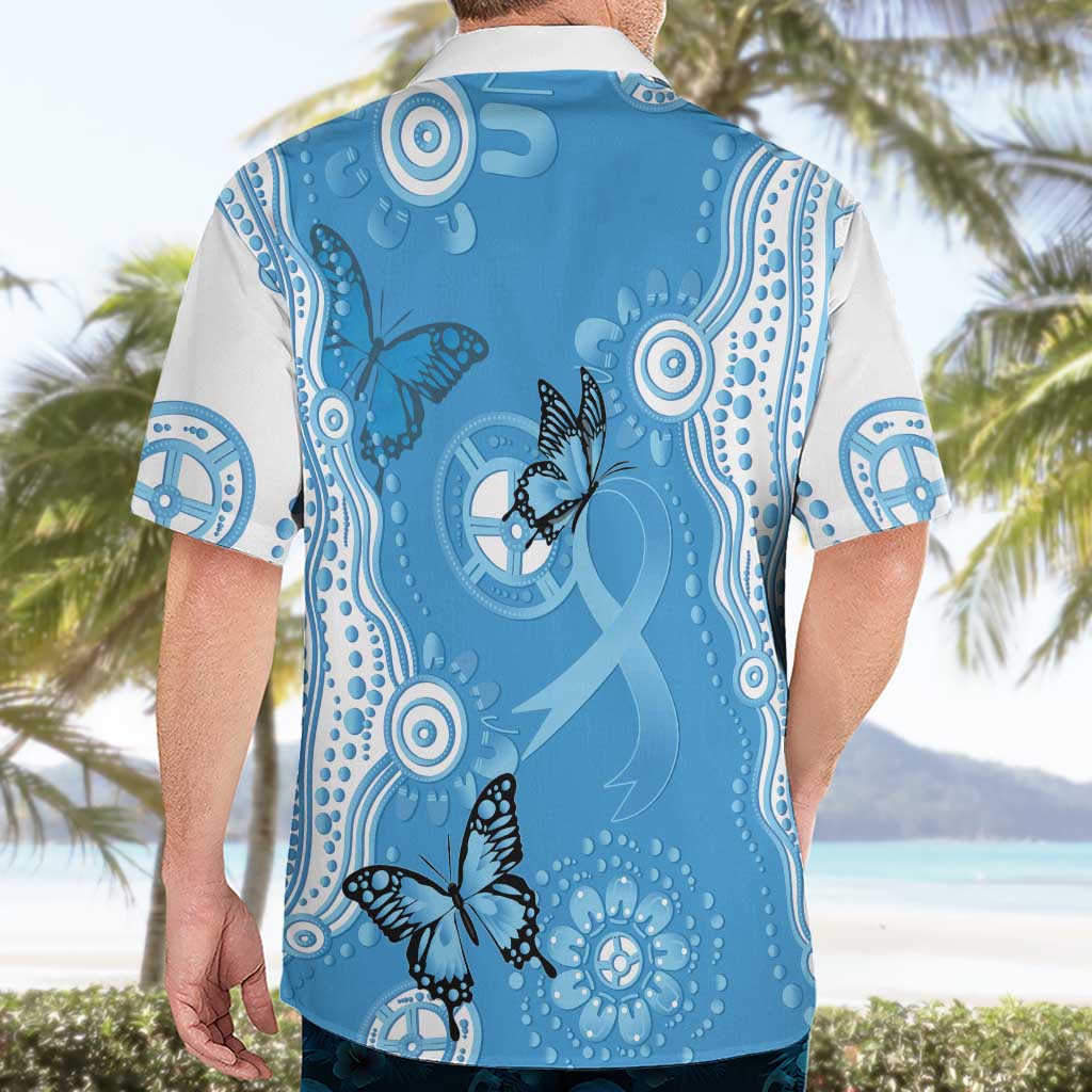 World Diabetes Day Australia Hawaiian Shirt Blue Ribbon Butterfly Aboriginal Art - Aussie Hoodie