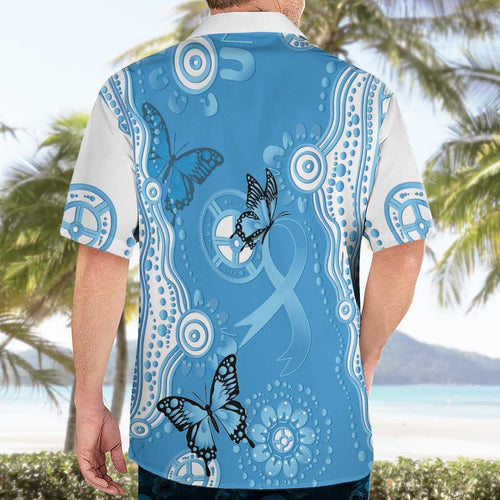 World Diabetes Day Australia Hawaiian Shirt Blue Ribbon Butterfly Aboriginal Art - Aussie Hoodie