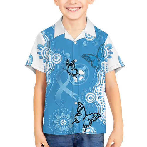 World Diabetes Day Australia Hawaiian Shirt Blue Ribbon Butterfly Aboriginal Art - Aussie Hoodie