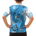 World Diabetes Day Australia Hawaiian Shirt Blue Ribbon Butterfly Aboriginal Art - Aussie Hoodie