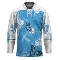 World Diabetes Day Australia Hockey Jersey Blue Ribbon Butterfly Aboriginal Art - Aussie Hoodie