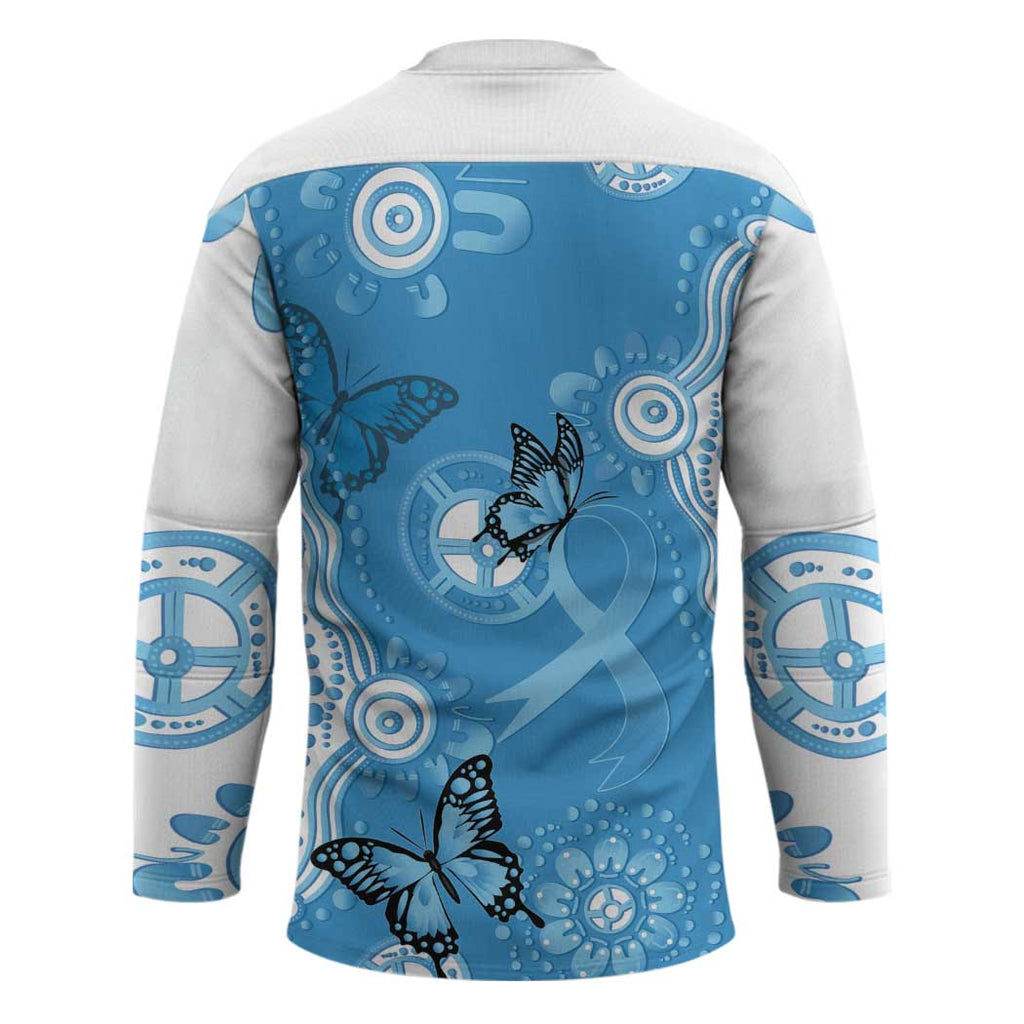World Diabetes Day Australia Hockey Jersey Blue Ribbon Butterfly Aboriginal Art - Aussie Hoodie