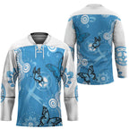 World Diabetes Day Australia Hockey Jersey Blue Ribbon Butterfly Aboriginal Art - Aussie Hoodie