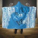 World Diabetes Day Australia Hooded Blanket Blue Ribbon Butterfly Aboriginal Art - Aussie Hoodie