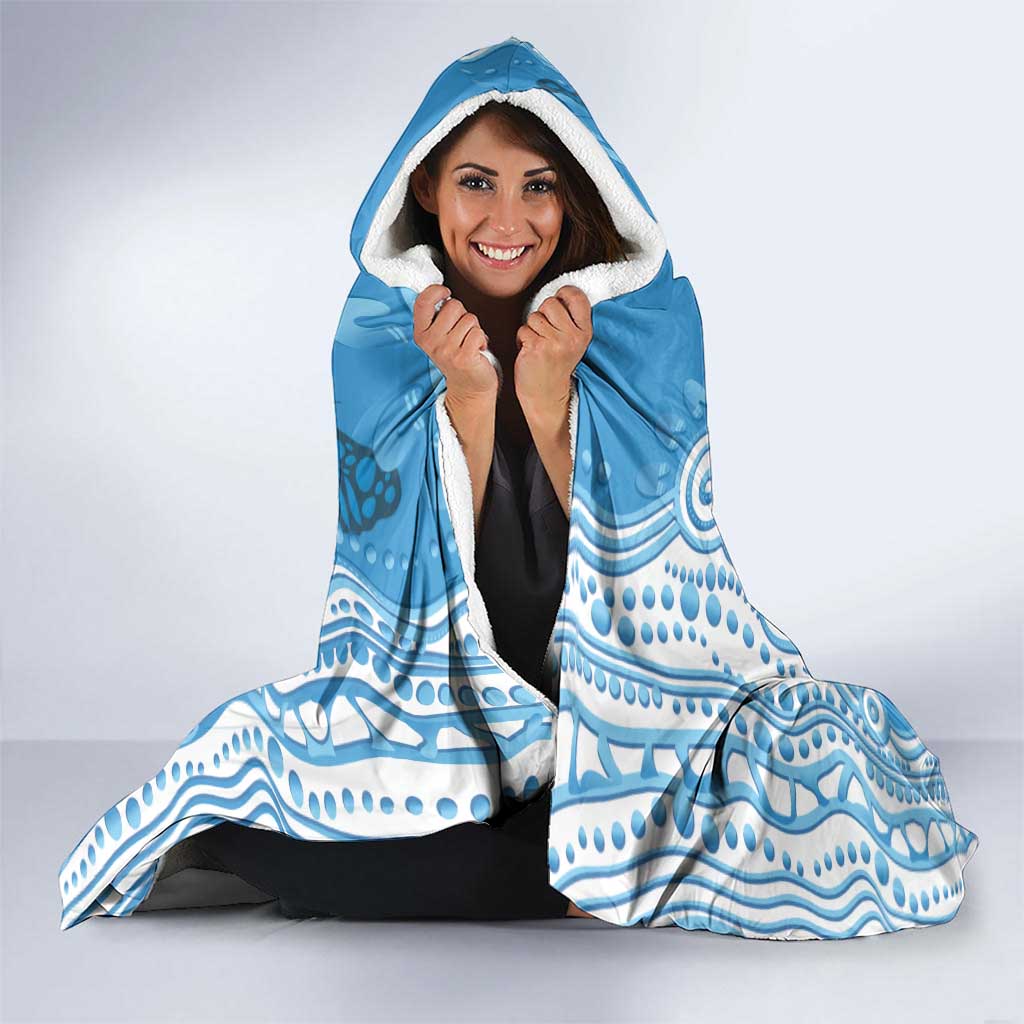 World Diabetes Day Australia Hooded Blanket Blue Ribbon Butterfly Aboriginal Art - Aussie Hoodie