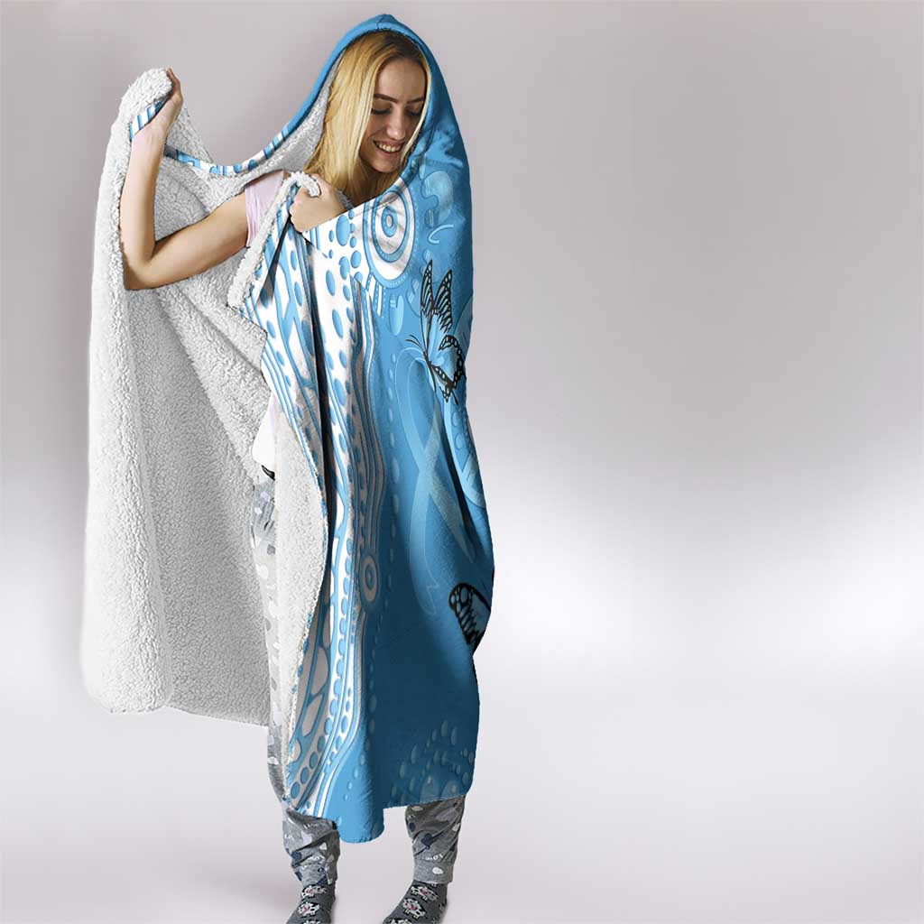 World Diabetes Day Australia Hooded Blanket Blue Ribbon Butterfly Aboriginal Art - Aussie Hoodie