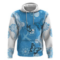World Diabetes Day Australia Hoodie Blue Ribbon Butterfly Aboriginal Art - Aussie Hoodie