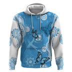 World Diabetes Day Australia Hoodie Blue Ribbon Butterfly Aboriginal Art - Aussie Hoodie