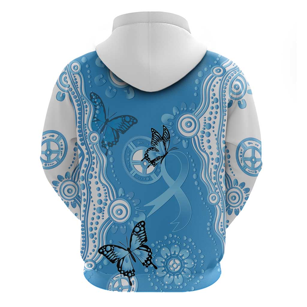 World Diabetes Day Australia Hoodie Blue Ribbon Butterfly Aboriginal Art - Aussie Hoodie
