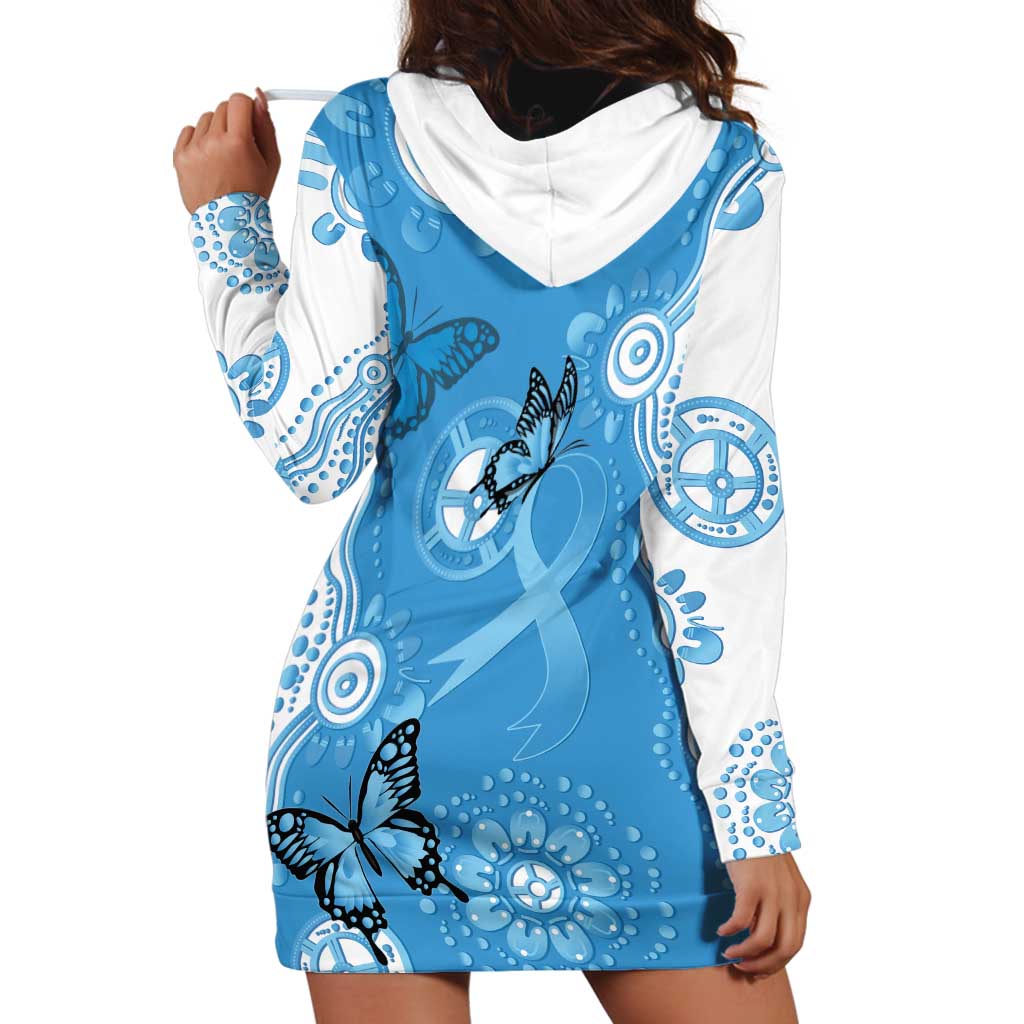 World Diabetes Day Australia Hoodie Dress Blue Ribbon Butterfly Aboriginal Art - Aussie Hoodie