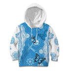 World Diabetes Day Australia Kid Hoodie Blue Ribbon Butterfly Aboriginal Art - Aussie Hoodie