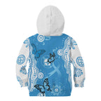 World Diabetes Day Australia Kid Hoodie Blue Ribbon Butterfly Aboriginal Art - Aussie Hoodie