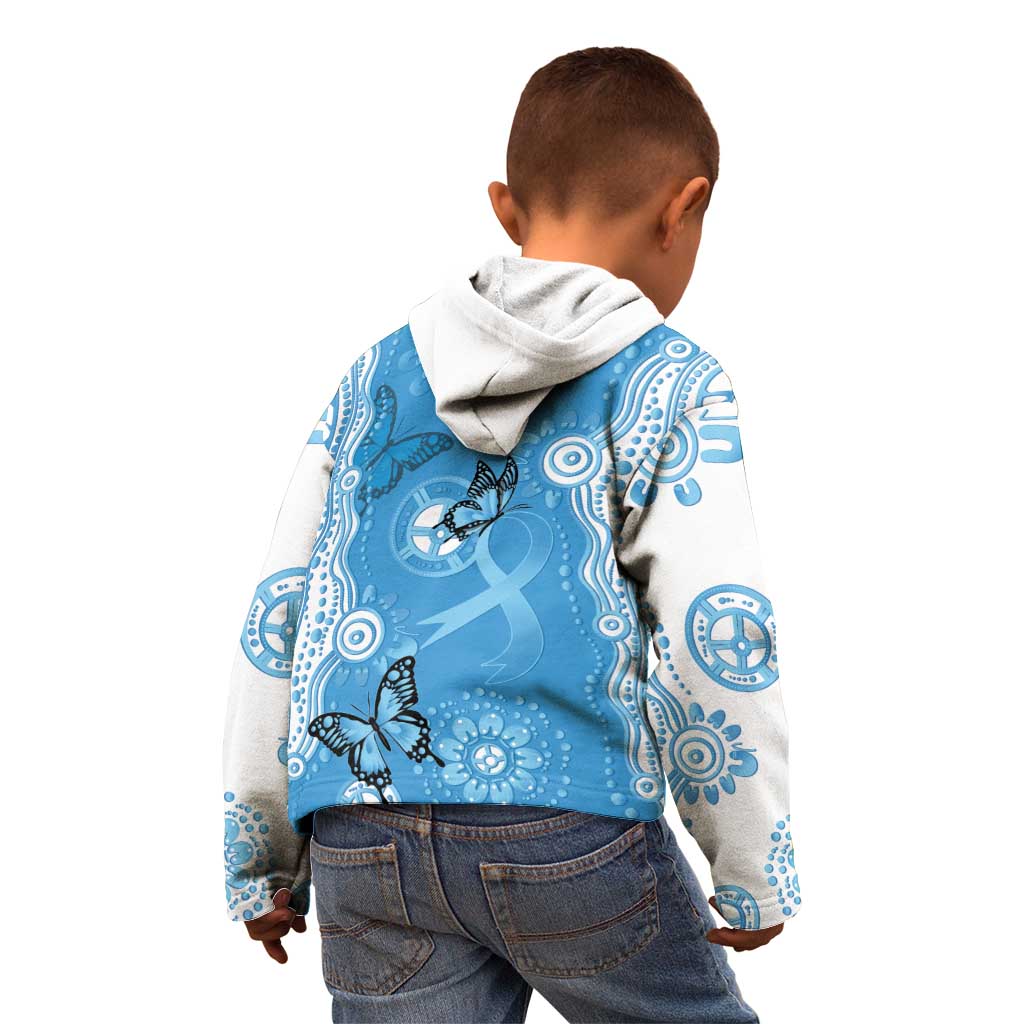 World Diabetes Day Australia Kid Hoodie Blue Ribbon Butterfly Aboriginal Art - Aussie Hoodie